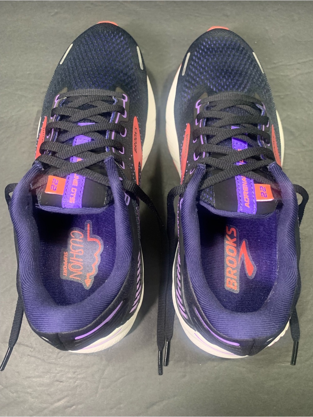 Brooks Adrenaline 22 Women Black Blue Red Running Walking Shoes Size-9.5 D-Wide - Picture 6 of 11